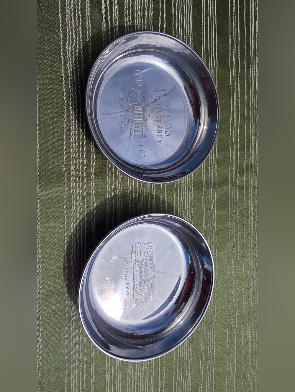 Vintage Chesapeake Pewter White House 200th Anniversary Dishes Set of 2